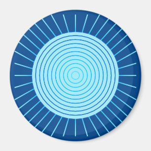 Aimant Sunburst géométrique moderne - Bleu de Cobalt et A