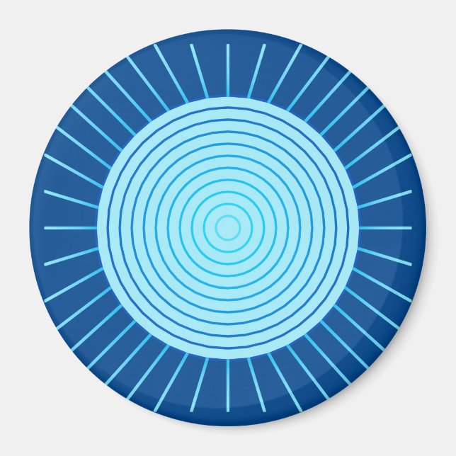 Aimant Sunburst géométrique moderne - Bleu de Cobalt et A (Devant)