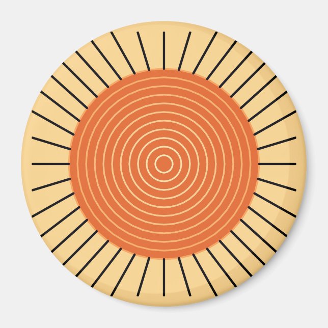 Aimant Sunburst géométrique moderne - Mandarin Orange (Devant)
