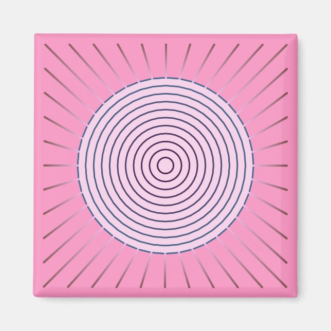 Aimant Sunburst géométrique moderne - Nuances de rose (Devant)