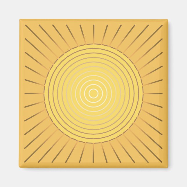 Aimant Sunburst géométrique moderne - Or de moutarde / Ja (Devant)