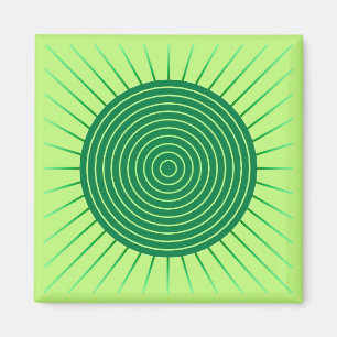 Aimant Sunburst géométrique moderne - Vert émeraude et ch
