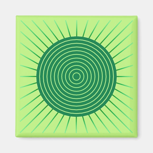 Aimant Sunburst géométrique moderne - Vert émeraude et ch (Devant)