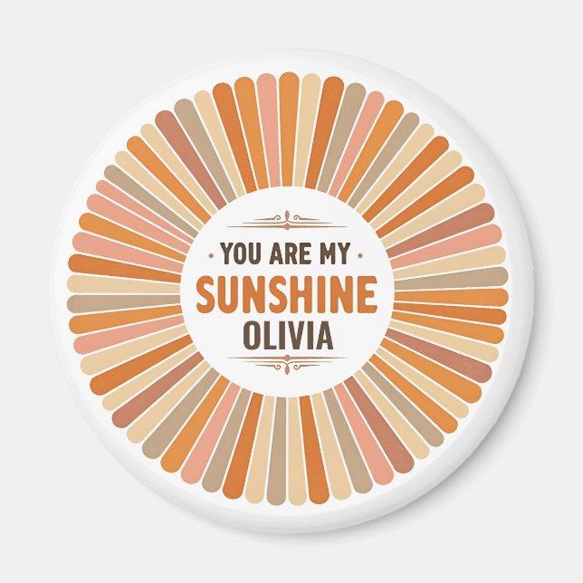 Aimant Sunburst Vintage "Tu es mon soleil" (Devant)