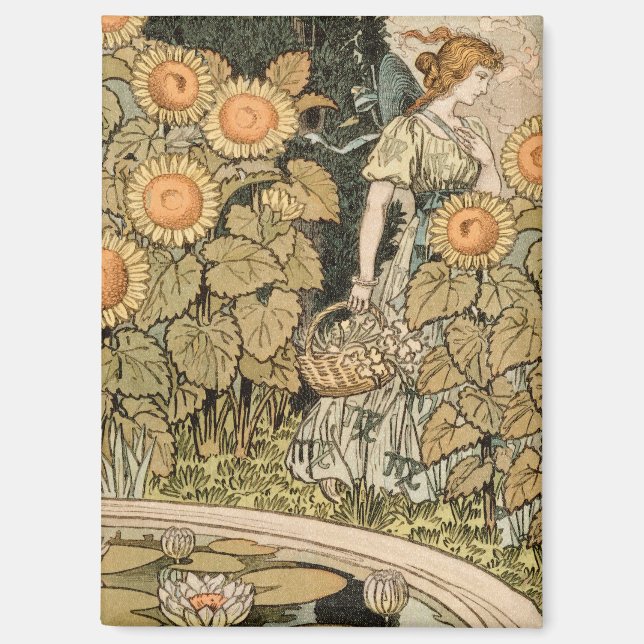 Aimant Sunflower Art Nouveau Jardin Grasset Femme (Recto)