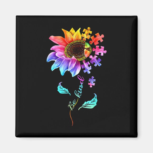 Aimant Sunflower Be Kind Puzzle Piece Sensibilisation sur (Devant)