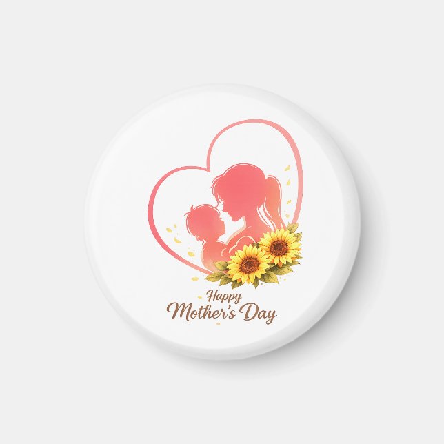 Aimant Sunflower Mother’s Day  – Mom & Baby Heart  (Devant)