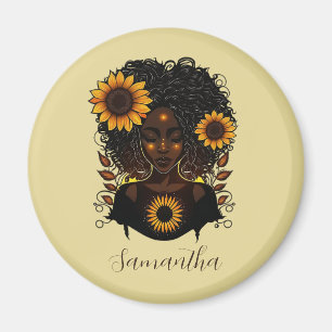 Aimant Sunflower Queen Afro Woman