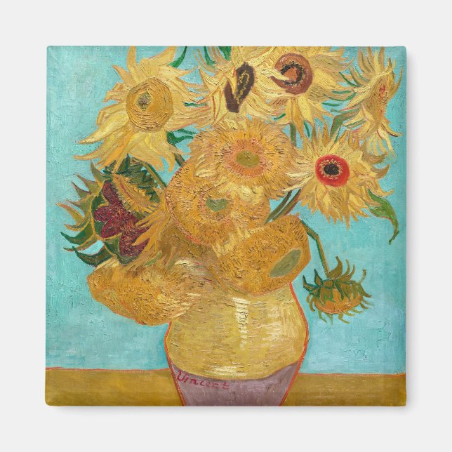 Aimant Sunflowers, Post Impressionist Still Life Painting (Devant)