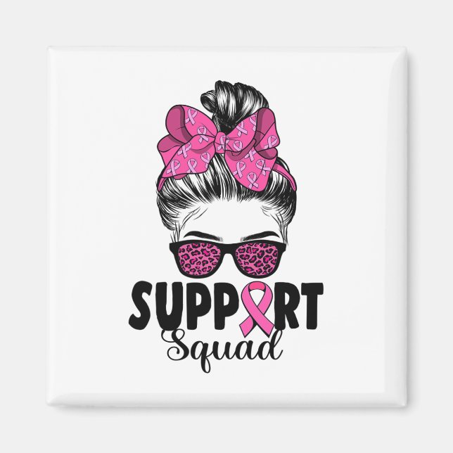 Aimant Sungles Messy Bun Support Squad Cancer du sein (Devant)
