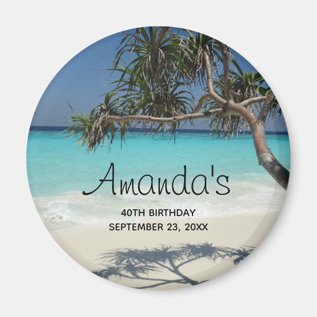 Aimant Sunny Tropical Beach Ocean Paradise Anniversaire (Devant)