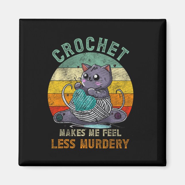 Aimant Sunset Crochet Chat Maman me fait sentir moins meu (Devant)