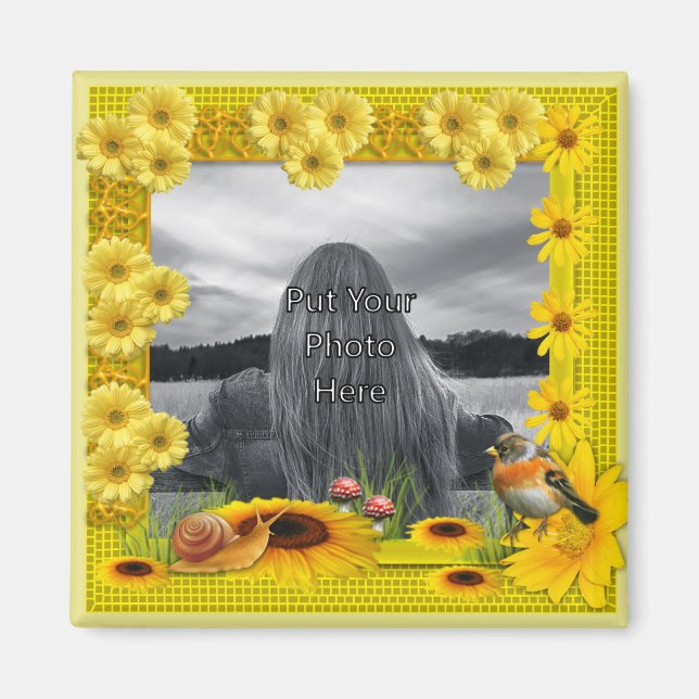 Aimant Sunshine Yellow Sunflower Photo Frame (Devant)