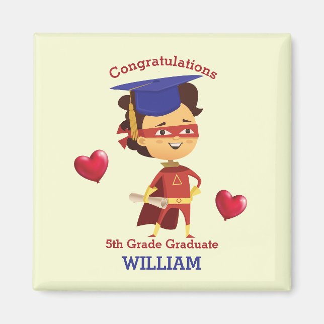 Aimant Super Boy Congrats 5e année (Devant)