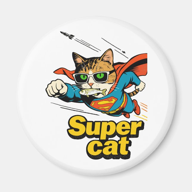 Aimant Super Chat Volant avec Poisson  (Devant)