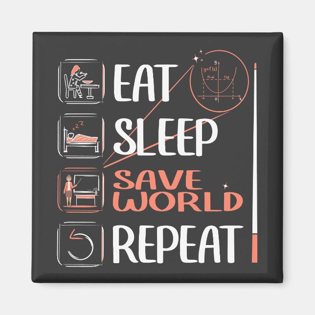 Aimant Super enseignant math sauve le monde. Merci Gift (Devant)