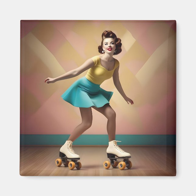 Aimant "Super Glide : rythmes rétro sur roues de patinage (Devant)