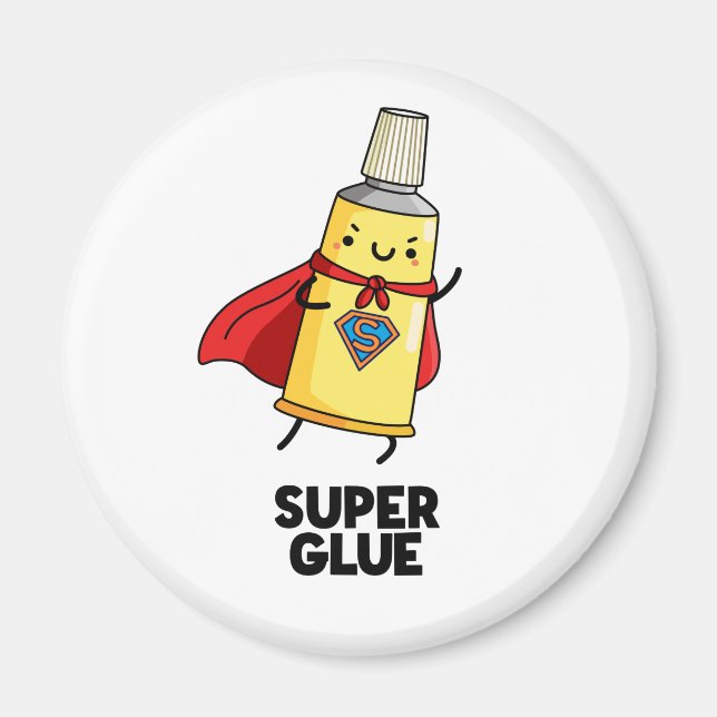 Aimant Super Glue Funny Super Hero Pun (Devant)