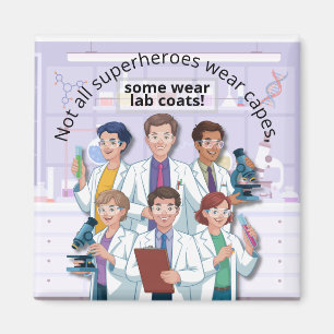 Aimant Super-héros en blouse de laboratoire, science drôl