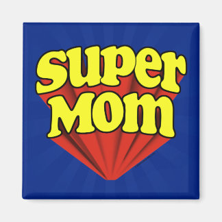 Aimant Super Maman Rouge/Jaune/Bleu Superhero Fête des Mè