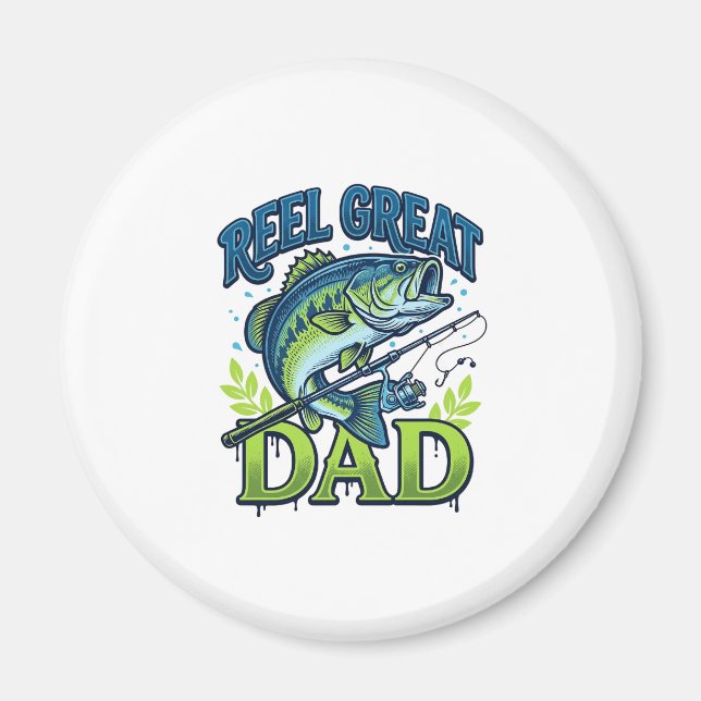 Aimant Super Papa Pêche à la Bass Conception Vectorielle  (Devant)