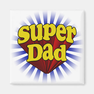 Aimant Super Papa, Superhero rouge/jaune/bleu