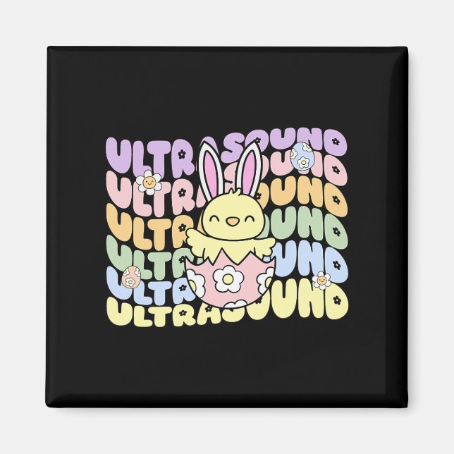 Aimant Super Ultrasound Tech Bunny Poulets Fils de Pâques (Devant)