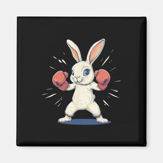 Aimant Superbe Lapin Avec Gants De Boxe Pour Les Amateurs (Devant)