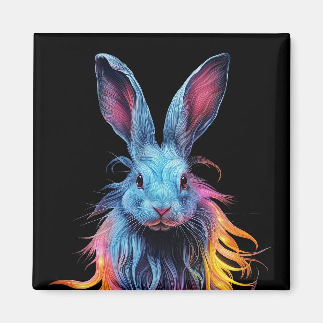 Aimant Superbe Lapin Bleu en feu (Devant)