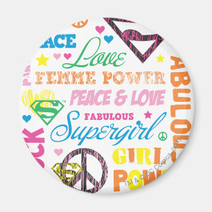 Aimant Supergirl Colorful Texte Collage