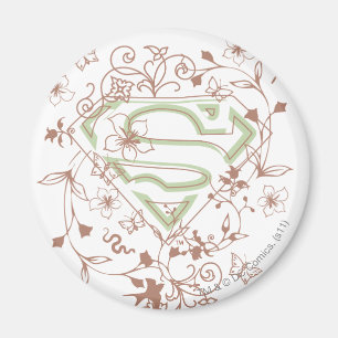 Aimant Supergirl Green Floral Logo