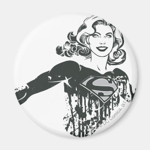 Aimant Supergirl noir et blanc dessin 1