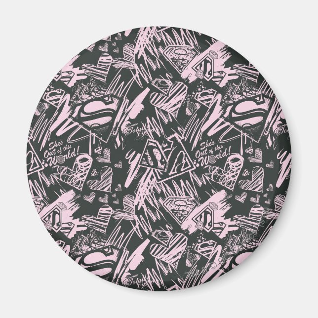 Aimant Supergirl Pink et Black Scribbles (Devant)