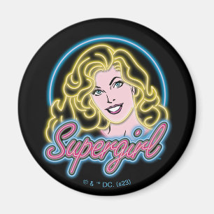 Aimant Supergirl Retro Neon Lights Graphic