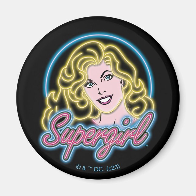 Aimant Supergirl Retro Neon Lights Graphic (Devant)