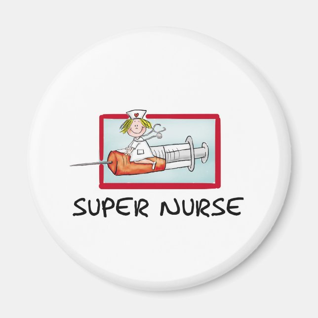 Aimant superinfirmière - Soins infirmiers humoristiques e (Devant)