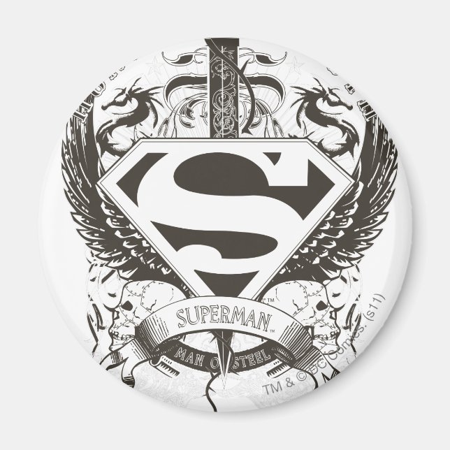 Aimant Superman Stylisé | Honneur, vérité sur logo blanc (Devant)