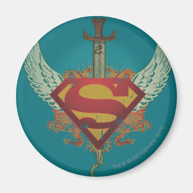 Aimant Superman Stylisé | Logo de l'Arrière - plan Turquo (Devant)