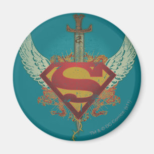 Aimant Superman Stylisé  Logo de l'Arrière - plan Turquoi