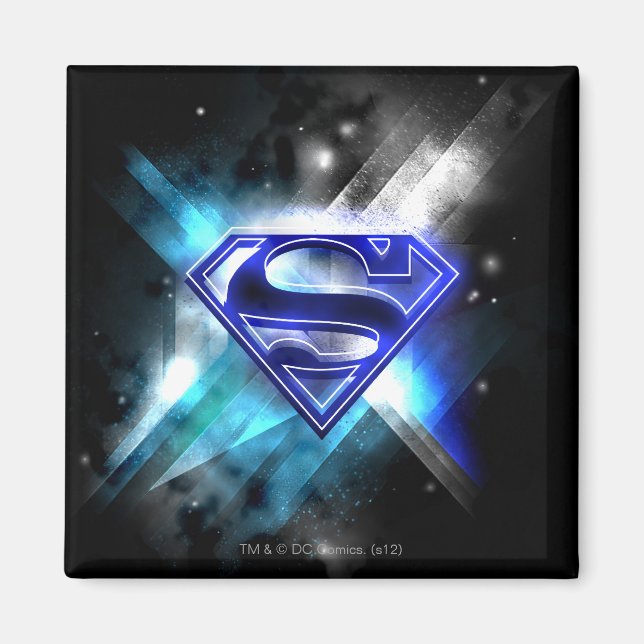 Aimant Superman Stylisé | Logo en cristal bleu blanc (Devant)