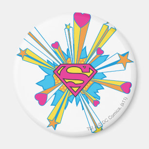 Aimant Superman Stylisé   Logo rose avec coeur