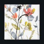 Aimant Superposition de fleurs - Aquarelle Fleurs et tige<br><div class="desc">Flower Overlay II par Jennifer Goldberger. Présente des fleurs et des tiges dans un style aquarelle.</div>