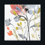 Aimant Superposition de fleurs - Aquarelle Fleurs pastel<br><div class="desc">Superposition de fleurs I par Jennifer Goldberger. Fleurs et tiges dans un style aquarelle,  principalement avec des couleurs claires.</div>