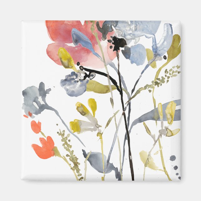 Aimant Superposition de fleurs - Aquarelle Fleurs pastel (Devant)