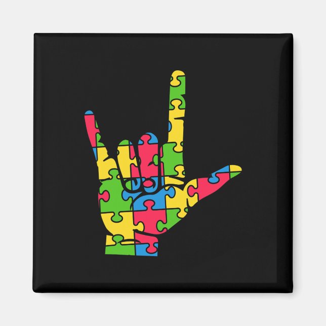Aimant Support Autism Love Sign Language (Devant)