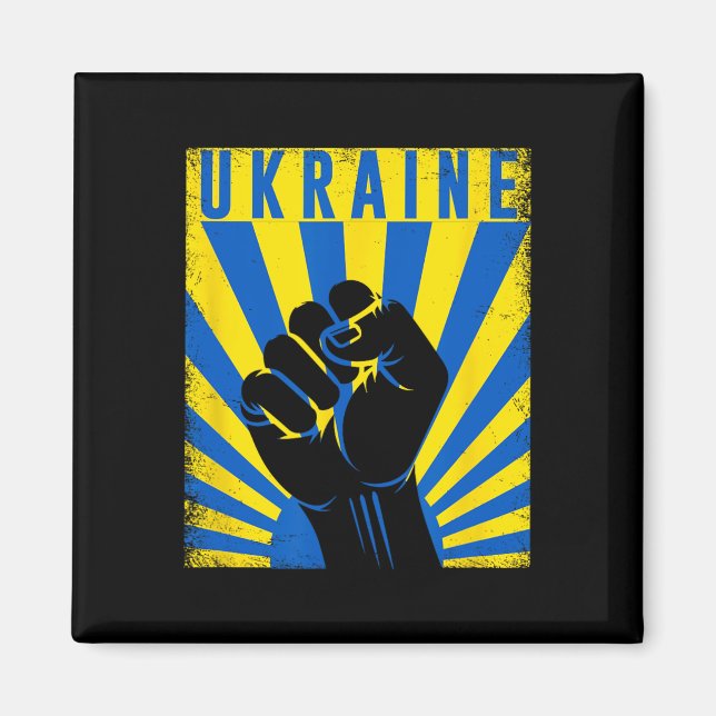 Aimant Support Ukraine Hand Fist Ukraine Resist Protest U (Devant)