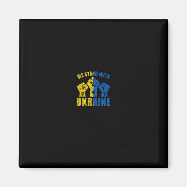 Aimant Support Ukraine - We Stand With Ukraine Flag Desig (Devant)