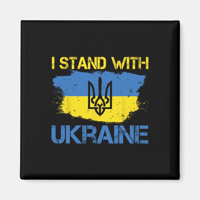 Aimant Support Ukraine With This Ukraine Flag I Stand Wit (Devant)
