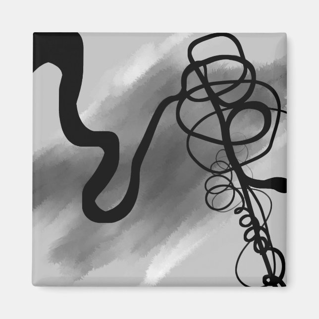 Aimant Sur la grille : gris Abstrait, noir et blanc (Devant)