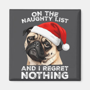 Aimant Sur La Liste Vilain Chien De Noël Drôle Pug 